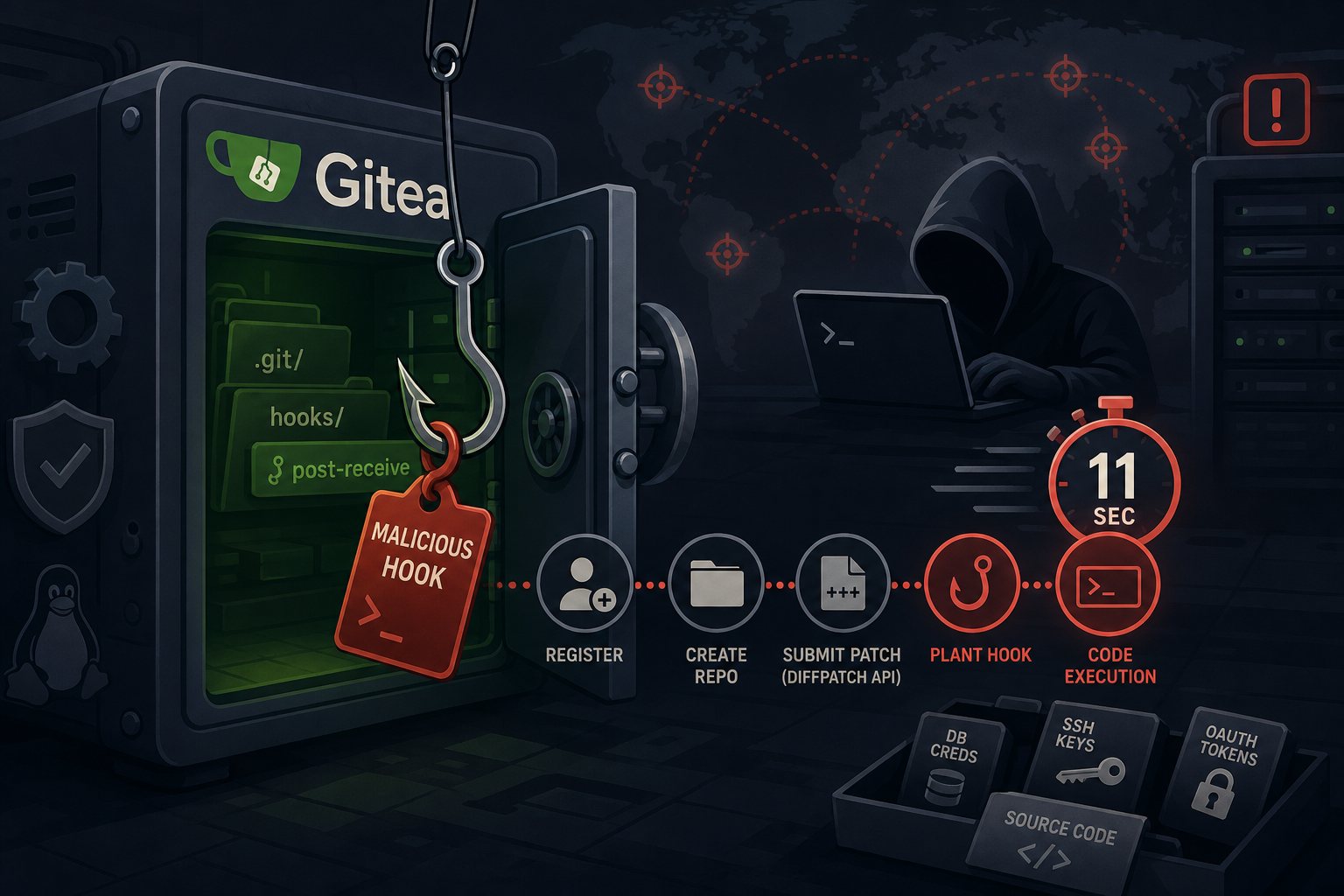 CVE-2026-60004: Gitea's Hook Injection Flaw Is Under Active Attack — Patch to 1.27.1 Now