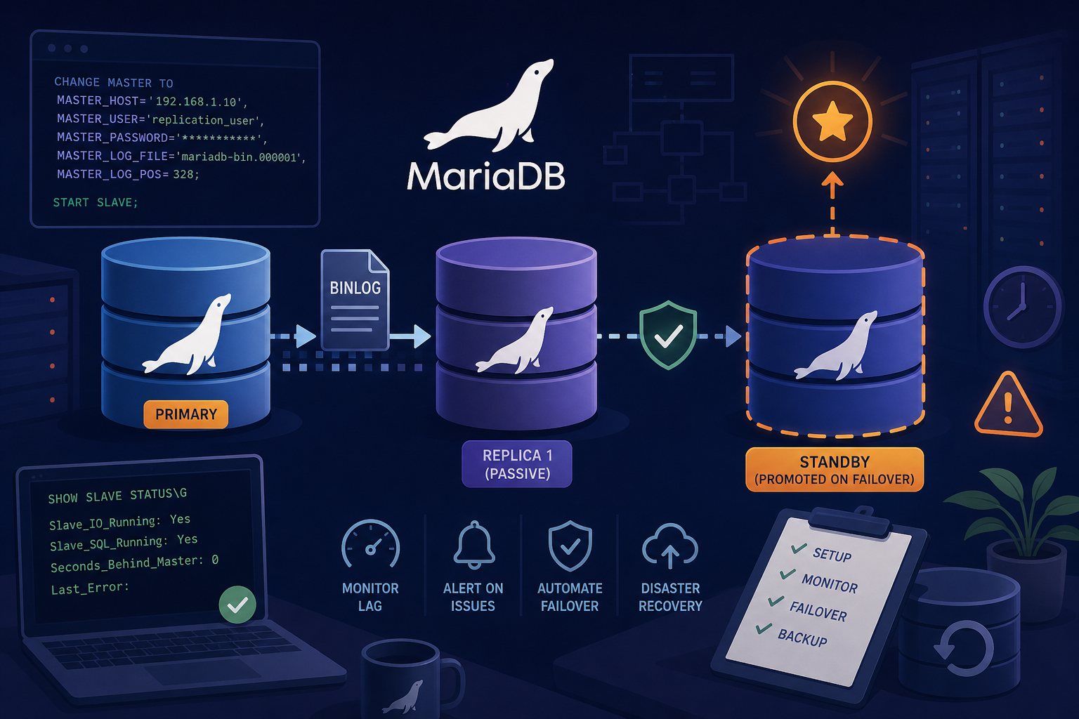 MariaDB Active-Passive Replication: Complete Guide to Setup, Failover, and Monitoring